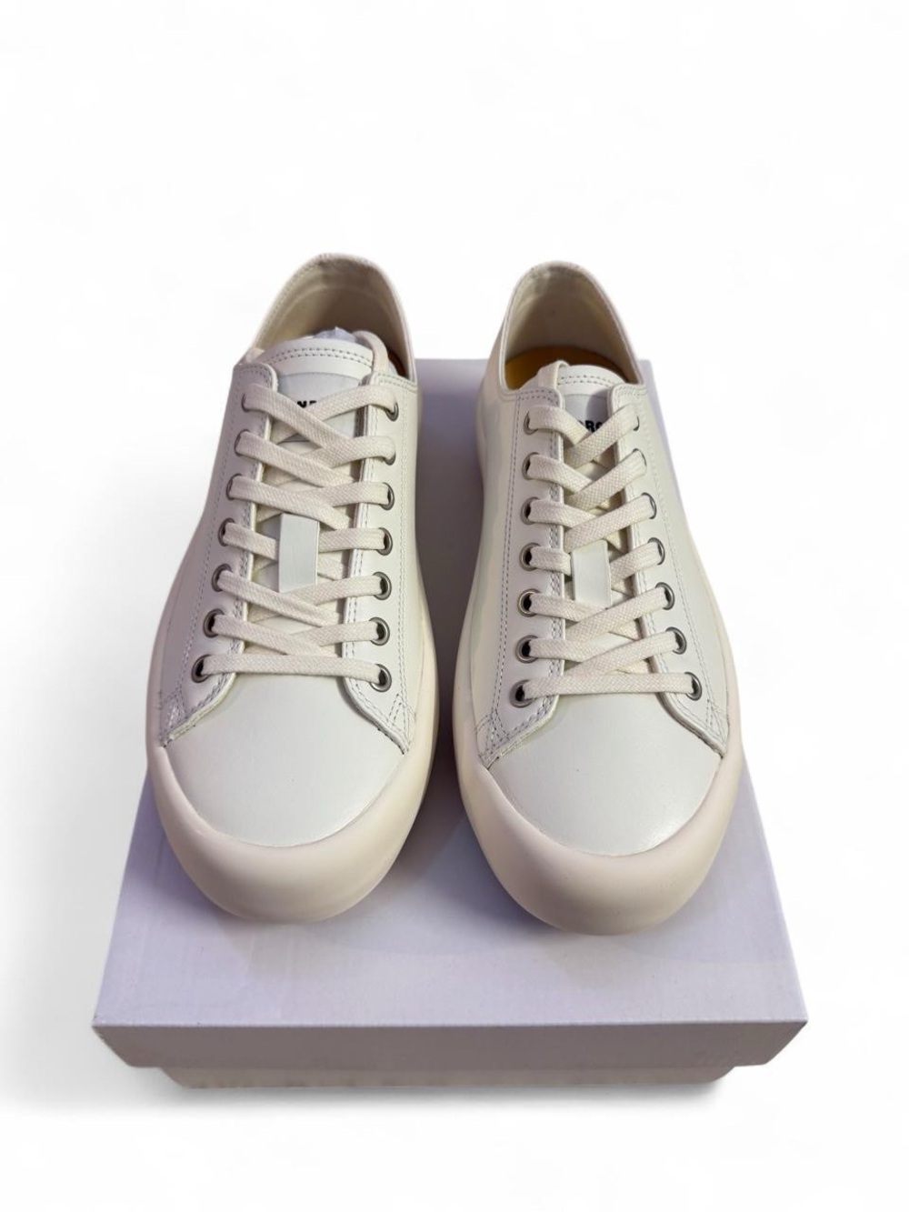 Sandro Minimalist Cream Lace-Up Sneakers